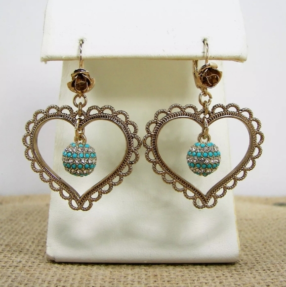 Nwt Betsey Johnson Anchors Away Heart Earrings - Picture 5 of 8